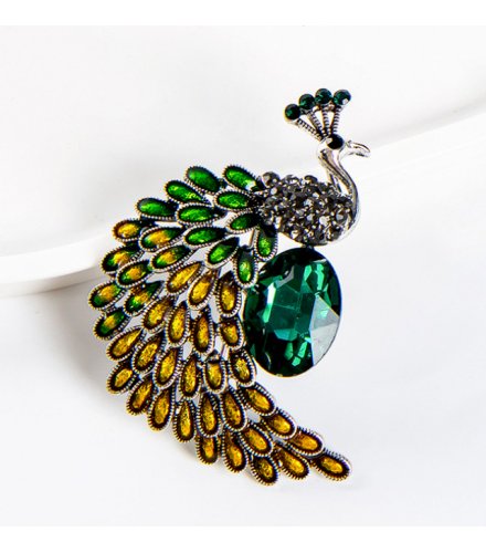 XSB225 - Peacock Gemstone Saree Brooch